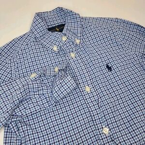 Ralph Lauren Toddler‎ Boy Blue/ White Check Button Down Shirt  LS Size 3/3T-#185